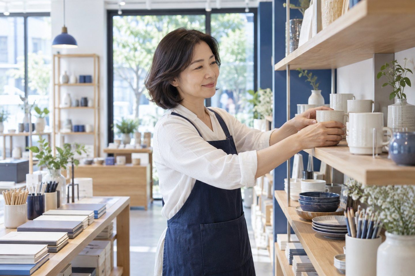 매장 계산대에서 업무를 보는 여성 — 뷰티샵 카드단말기 예약금뷰티샵 카드단말기 예약금, 노쇼에 지치셨나요? 연락 주시면 링크로 예약금 받는 길을 열어 드립니다.
